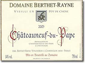 2003 Domaine Berthet-Rayne Chteauneuf du Pape Vieilli en Ft de Chene