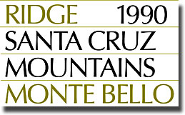 1990 Ridge Vineyards Cabernet Sauvignon Santa Cruz Mountains Monte Bello