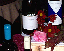 Flowers and vino